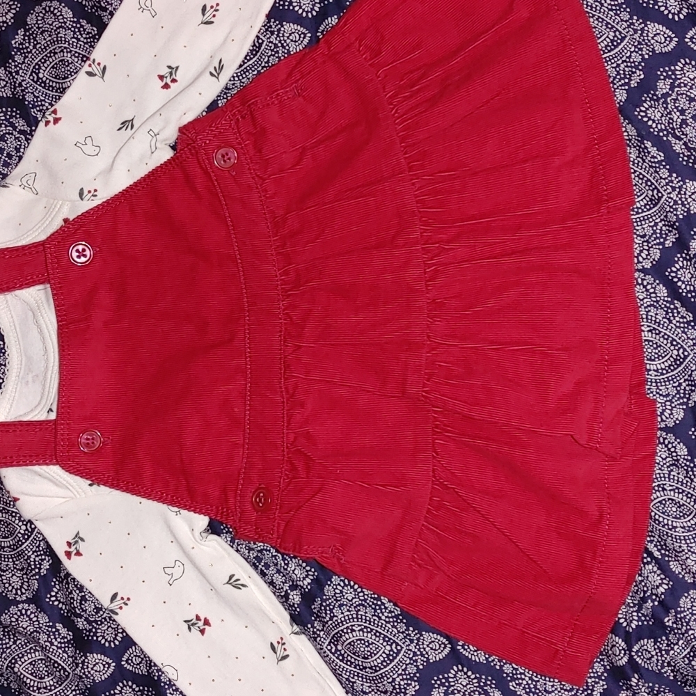 Carter's Just one you. Red Corduroy Romper w. Onesie size 6 mos.